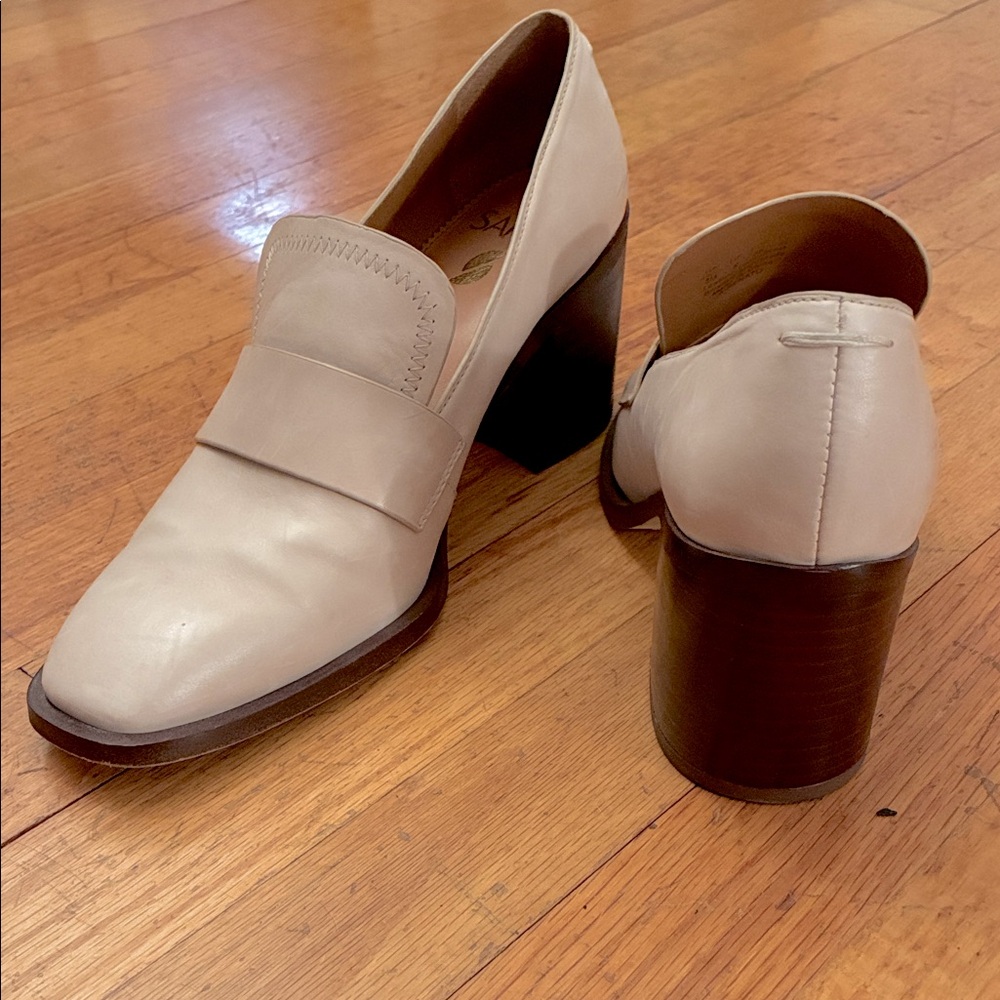 Franco Sarto Cream High Heeled Loafers